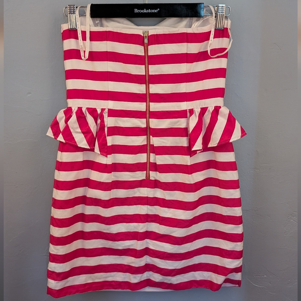 π Lilly Pulitzer Pink and White Striped Strapless Dress - Picture 3 of 10